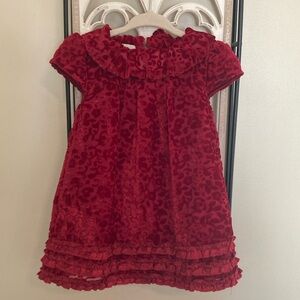 Size 18 months red dress with floral velvet relief pattern